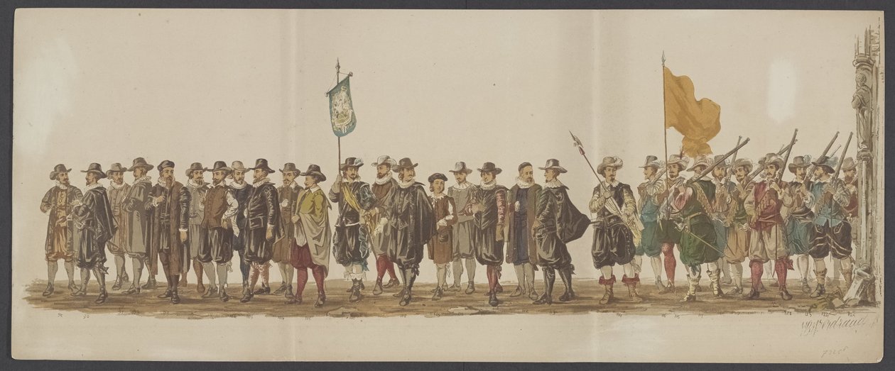 1862 年代尔夫特游行，第七和第八组
代尔夫特皇家学院第四届艺术节 - 1862 年 - 盛装游行（实物上的系列名称） 作者 威廉·伯纳杜斯·艾泽德拉特