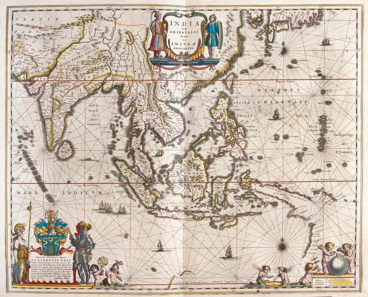 亚洲，从印度到西藏到日本再到新几内亚，载于威廉-布劳的 "Theatrum Orbis Terrarum, sive Atlas Novus"，阿姆斯特丹 作者 威廉·布劳