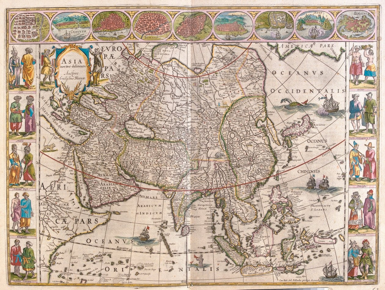 亚洲，载于威廉-布劳（Willem Blaeu）的 "Theatrum Orbis Terrarum, sive Atlas Novus"，阿姆斯特丹 作者 威廉·布劳