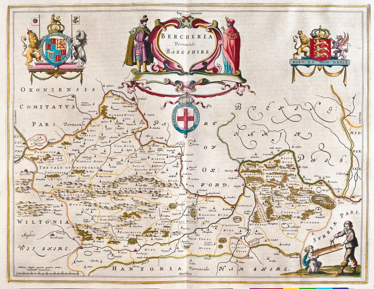 伯克希尔，载于威廉-布劳的 "Theatrum Orbis Terrarum, sive Atlas Novus"，阿姆斯特丹 作者 威廉·布劳