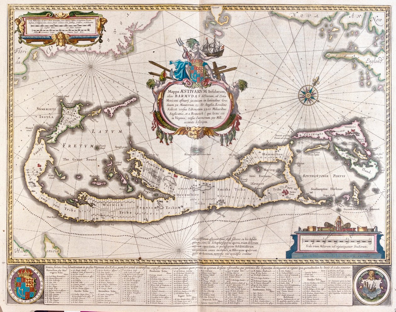 百慕大群岛，阿姆斯特丹 Willem Blaeu 的 "Theatrum Orbis Terrarum, sive Atlas Novus "中 作者 威廉·布劳