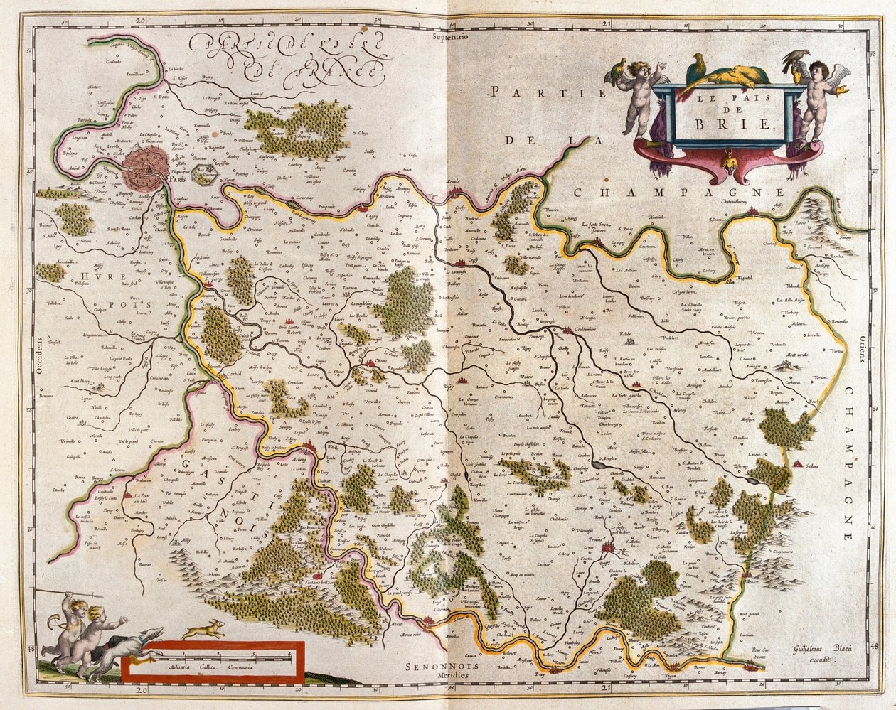 布里县，载于威廉-布劳（Willem Blaeu）的 "Theatrum Orbis Terrarum, sive Atlas Novus"，阿姆斯特丹 作者 威廉·布劳