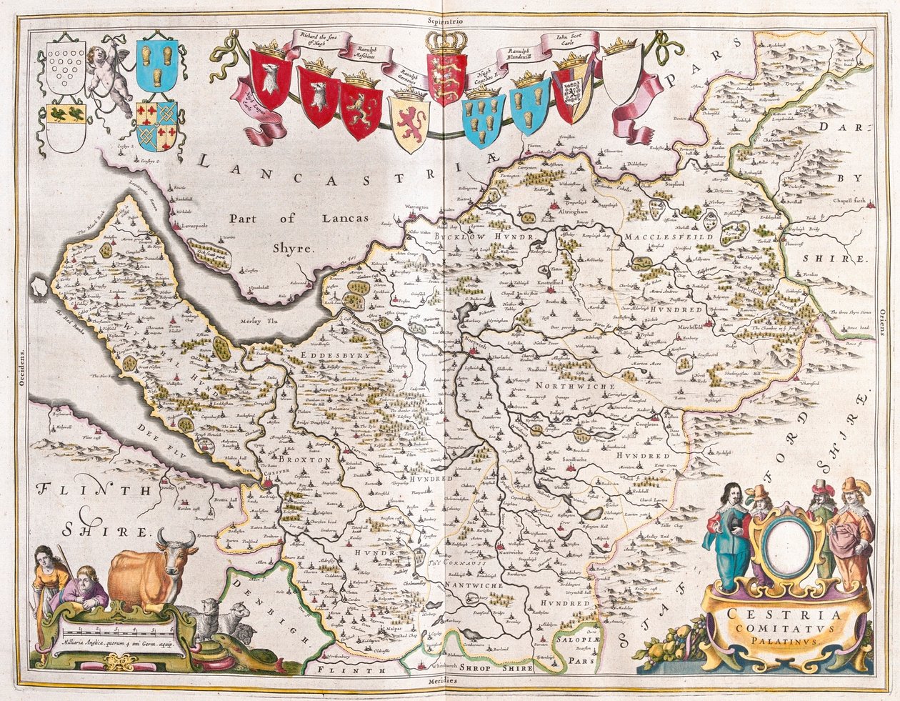 切斯特，载于威廉-布劳（Willem Blaeu）的 "Theatrum Orbis Terrarum, sive Atlas Novus"，阿姆斯特丹 作者 威廉·布劳