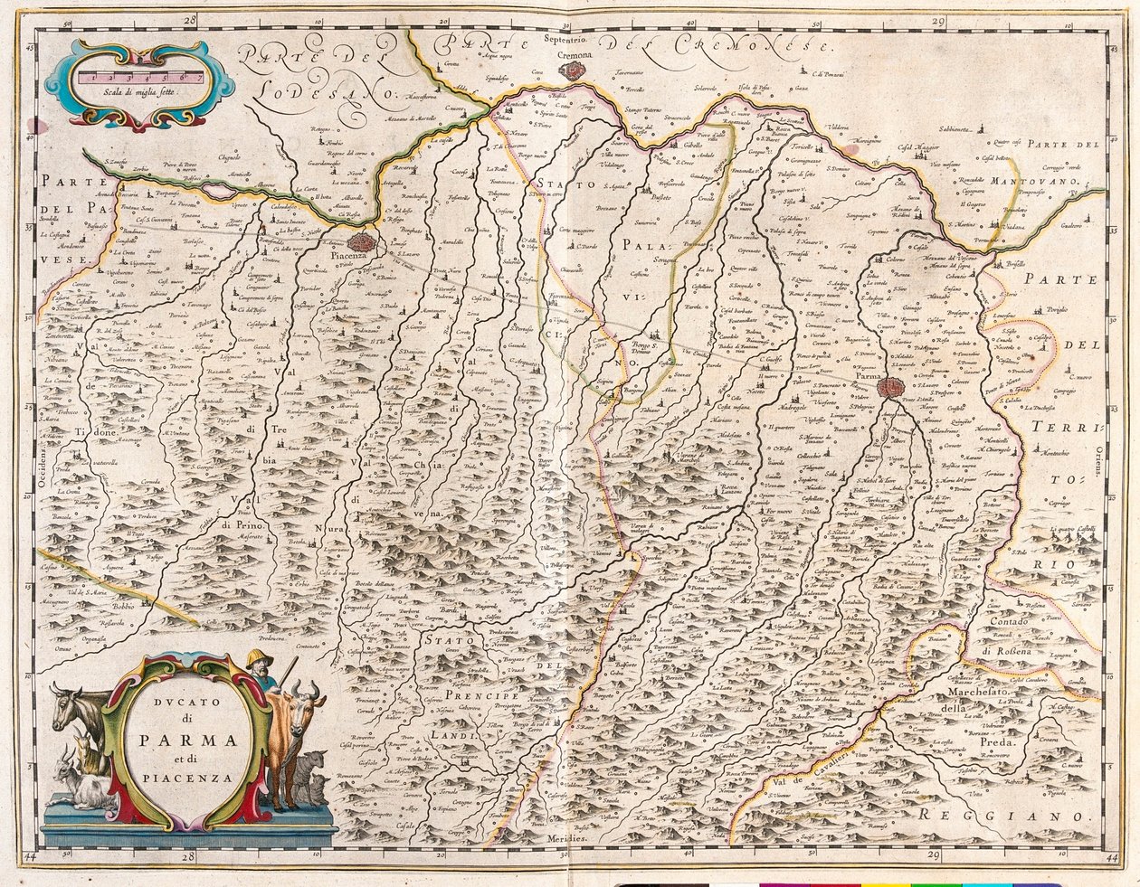 Willem Blaeu 在阿姆斯特丹绘制的 "Theatrum Orbis Terrarum, sive Atlas Novus "中的意大利帕尔马和皮亚琴察城市 作者 威廉·布劳