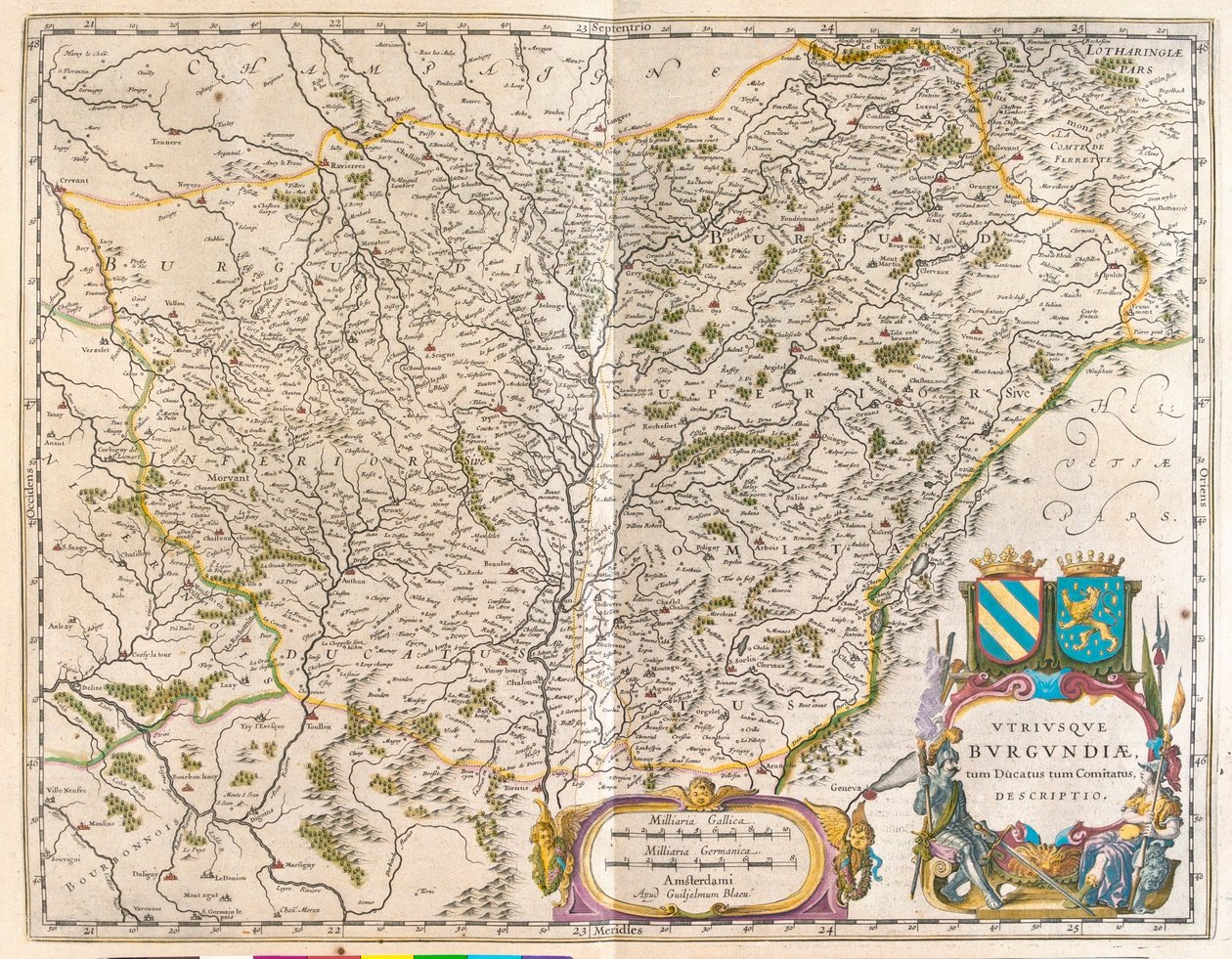 Crevant 至 Montbeliard - Varennes-sur-Allier，阿姆斯特丹 Willem Blaeu 的《Theatrum Orbis Terrarum, sive Atlas Novus》中 作者 威廉·布劳