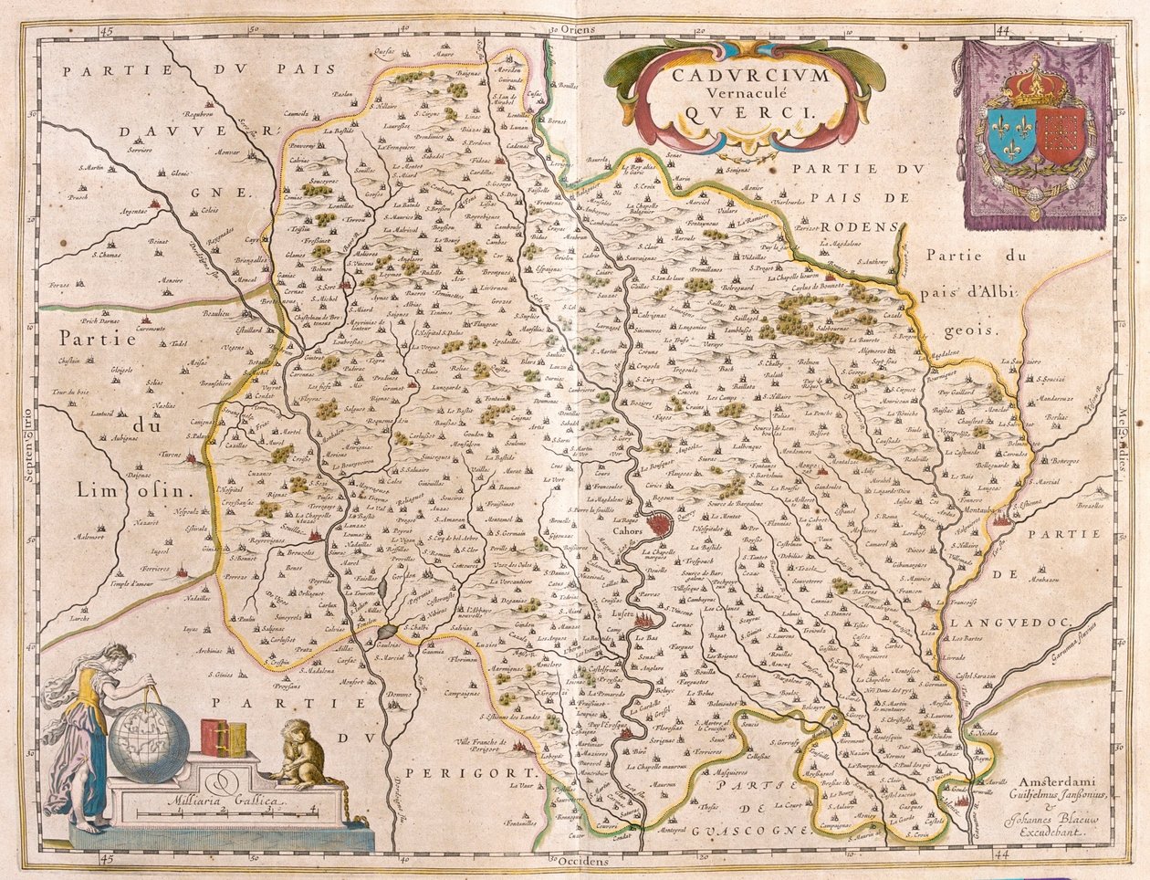 洛特河--朗格多克--克尔西省，载于威廉-布劳（Willem Blaeu）编著的《新地图册》（Theatrum Orbis Terrarum, sive Atlas Novus），阿姆斯特丹 作者 威廉·布劳