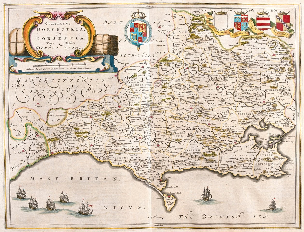 多尔切斯特（多塞特郡），载于威廉-布劳所著的《Theatrum Orbis Terrarum, sive Atlas Novus》，阿姆斯特丹 作者 威廉·布劳