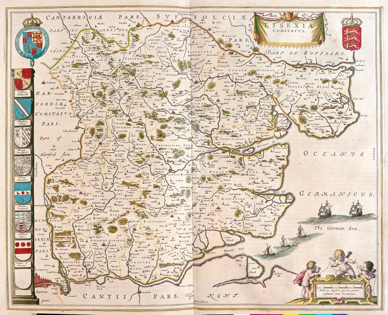 埃塞克斯，载于威廉-布劳（Willem Blaeu）的 "Theatrum Orbis Terrarum, sive Atlas Novus"，阿姆斯特丹 作者 威廉·布劳