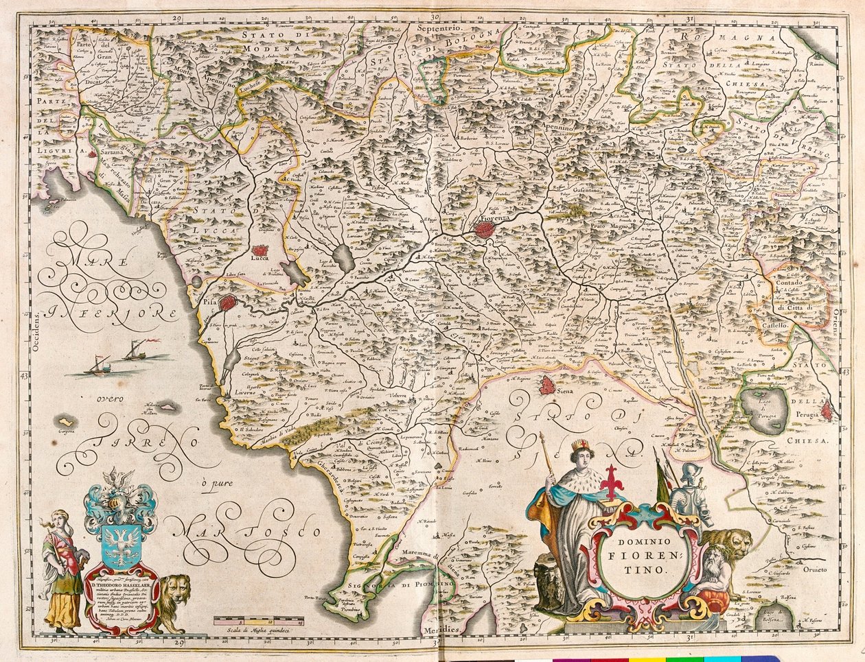 意大利佛罗伦萨，阿姆斯特丹 Willem Blaeu 的《Theatrum Orbis Terrarum, sive Atlas Novus》中 作者 威廉·布劳