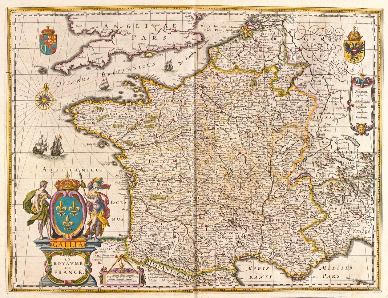 法国，阿姆斯特丹 Willem Blaeu 的 "Theatrum Orbis Terrarum, sive Atlas Novus "中 作者 威廉·布劳