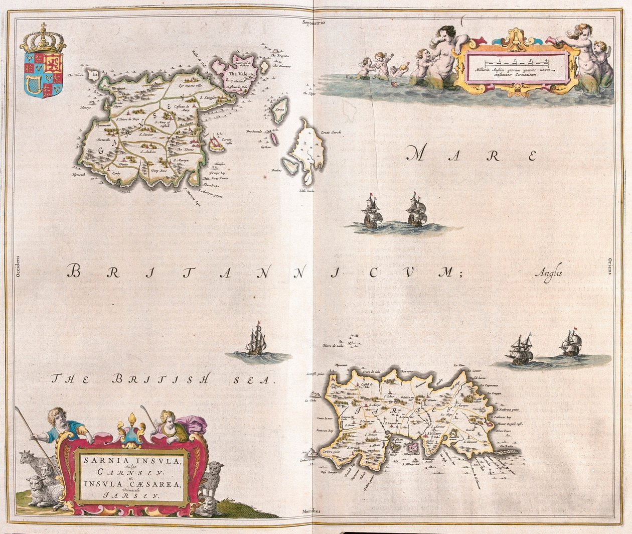 Garnsey - 泽西岛，阿姆斯特丹 Willem Blaeu 的《Theatrum Orbis Terrarum, sive Atlas Novus》中 作者 威廉·布劳