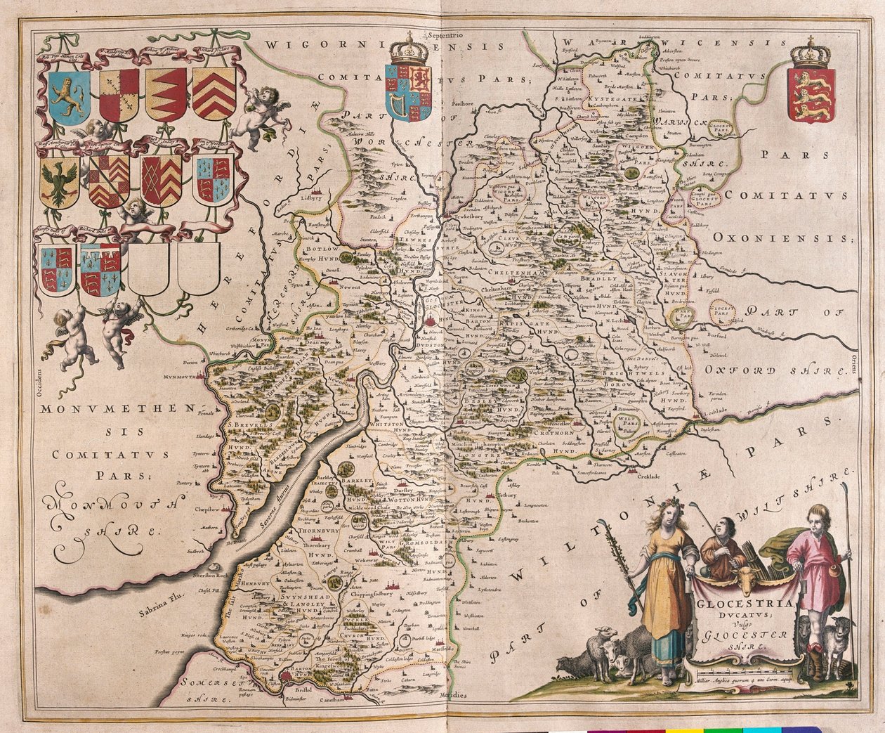 格洛切斯特，阿姆斯特丹威廉-布劳著《新地图册》（Theatrum Orbis Terrarum, sive Atlas Novus）。 作者 威廉·布劳