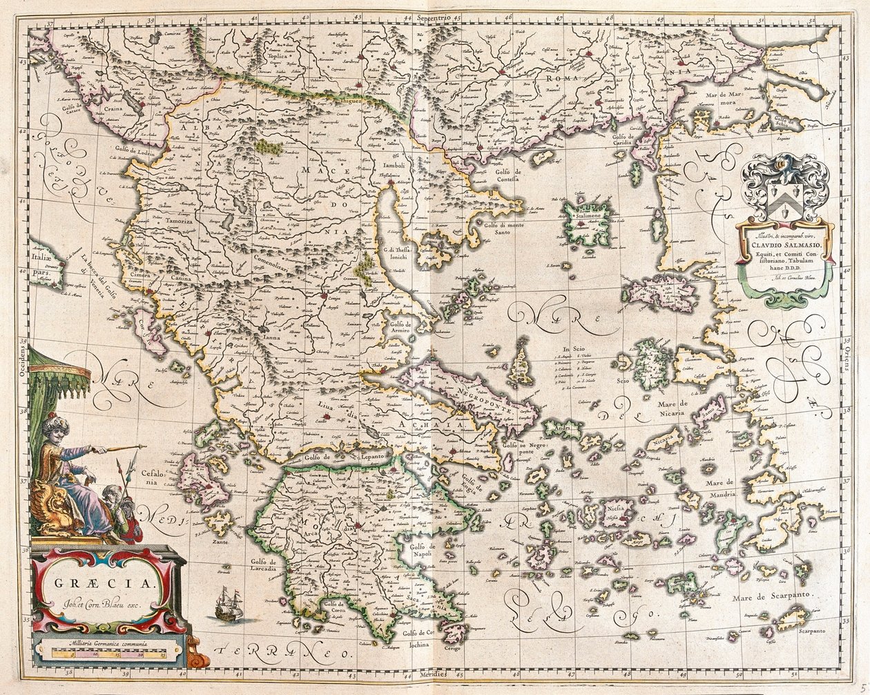 希腊，载于威廉-布劳（Willem Blaeu）的 "Theatrum Orbis Terrarum, sive Atlas Novus"，阿姆斯特丹 作者 威廉·布劳