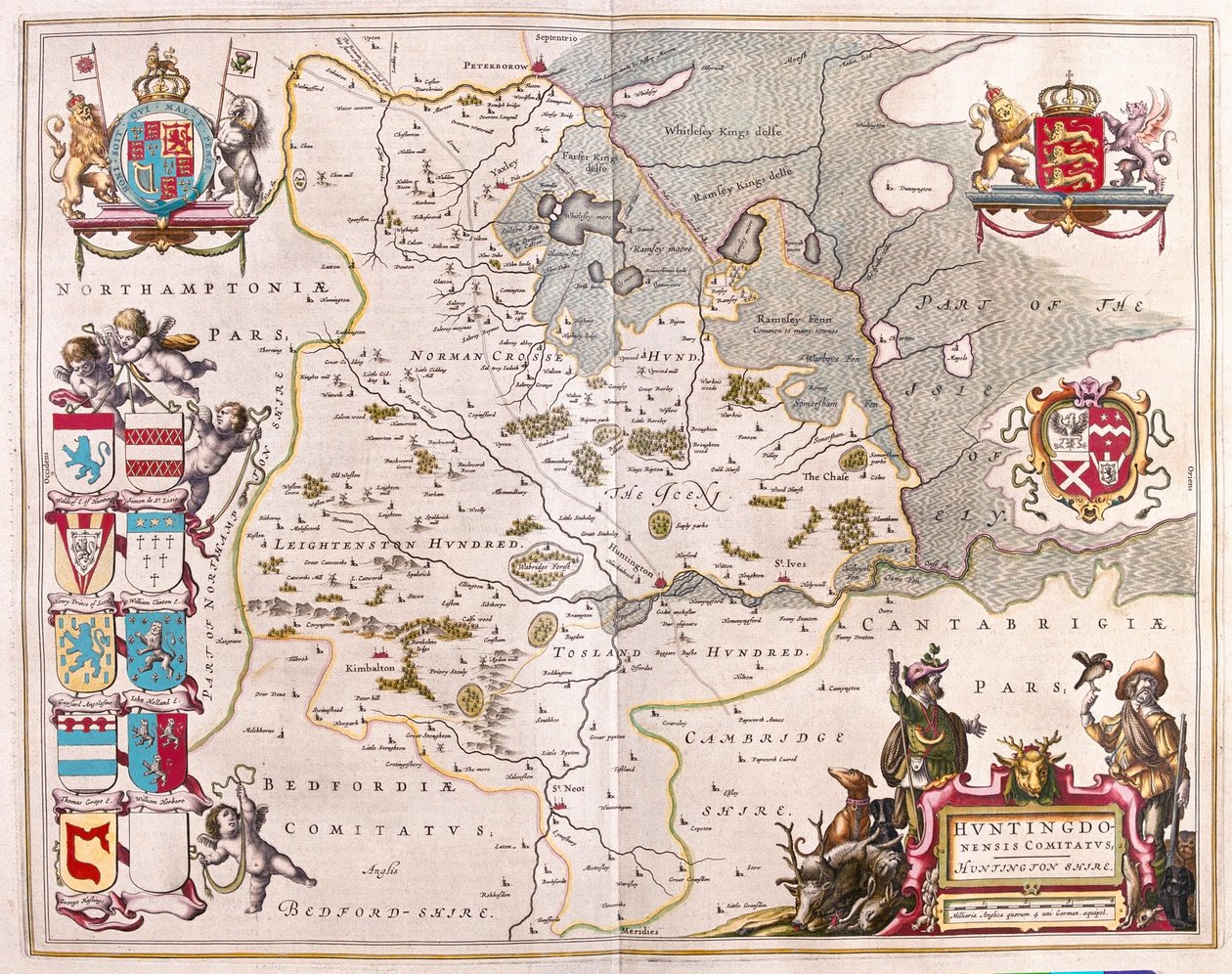 亨廷顿郡，阿姆斯特丹威廉-布劳著《新地图册》（Theatrum Orbis Terrarum, sive Atlas Novus）中。 作者 威廉·布劳