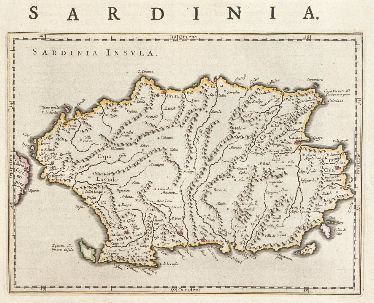 意大利撒丁岛，阿姆斯特丹 Willem Blaeu 的作品《Theatrum Orbis Terrarum, sive Atlas Novus》中 作者 威廉·布劳
