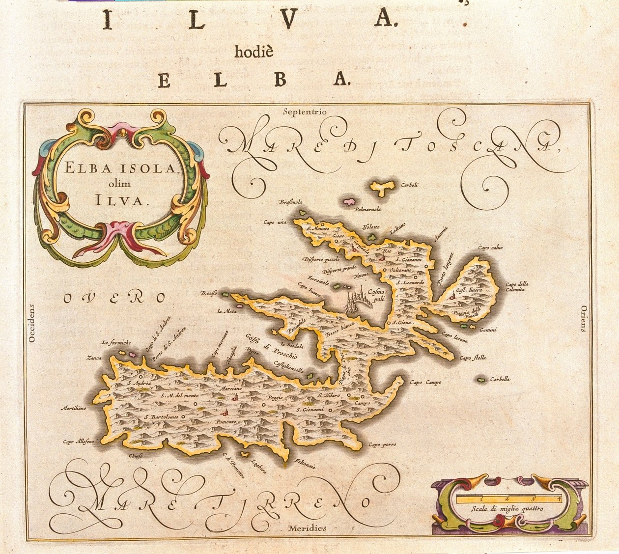 意大利易北河岛，载于威廉-布劳（Willem Blaeu）的 "Theatrum Orbis Terrarum, sive Atlas Novus"，阿姆斯特丹 作者 威廉·布劳