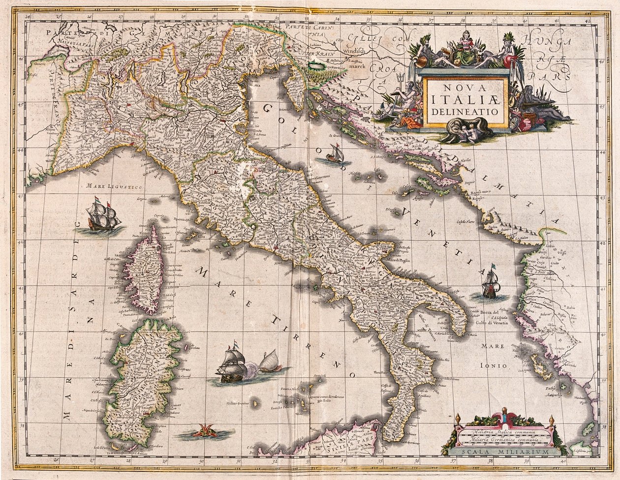 意大利和科西，载于威廉-布劳的 "Theatrum Orbis Terrarum, sive Atlas Novus"，阿姆斯特丹 作者 威廉·布劳