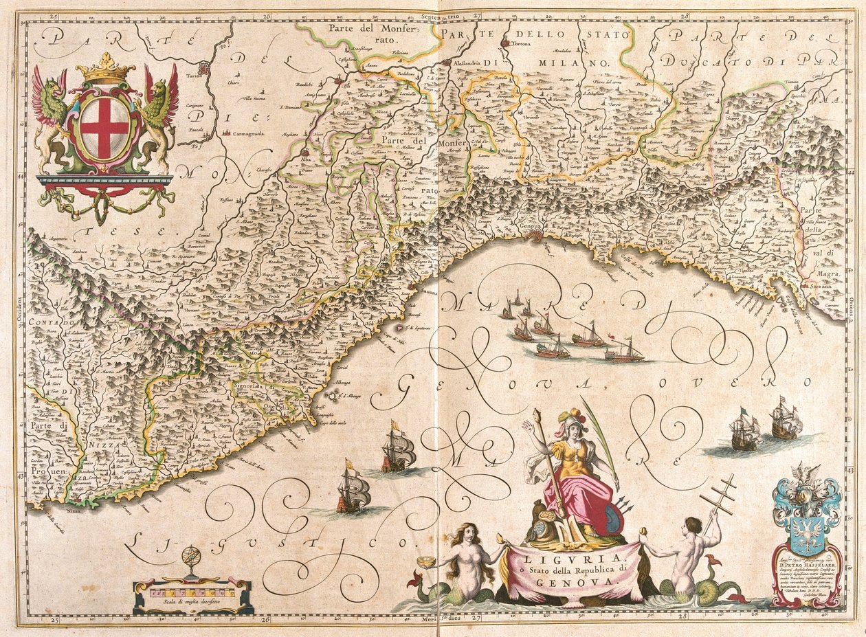 意大利利古里亚，阿姆斯特丹威廉-布劳的 "Theatrum Orbis Terrarum, sive Atlas Novus "中 作者 威廉·布劳
