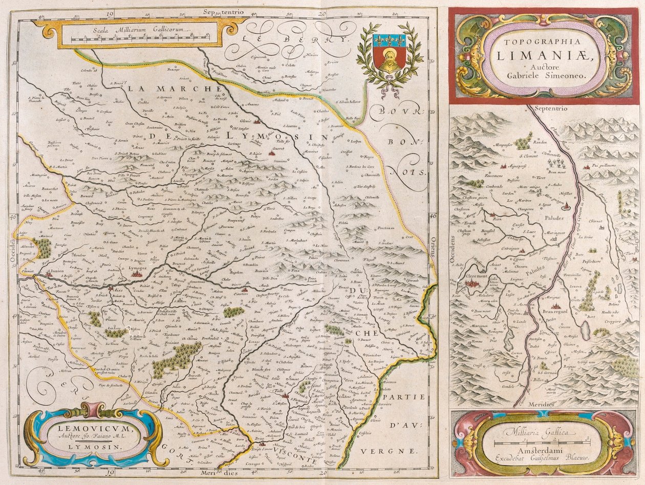 Lymoges - Clermont - Ferrand，阿姆斯特丹 Willem Blaeu 的《Theatrum Orbis Terrarum, sive Atlas Novus》中 作者 威廉·布劳