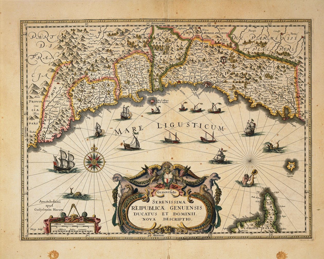 蒙费拉托公国地图，Willem Blaeu 雕刻自 Regionum Italiae 作者 威廉·布劳