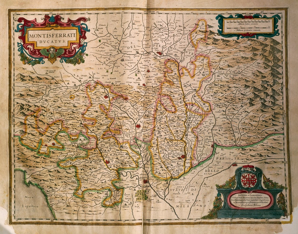 蒙费拉托公国地图，来自Regionum Italiae，由Willem Blaeu雕刻。 作者 威廉·布劳