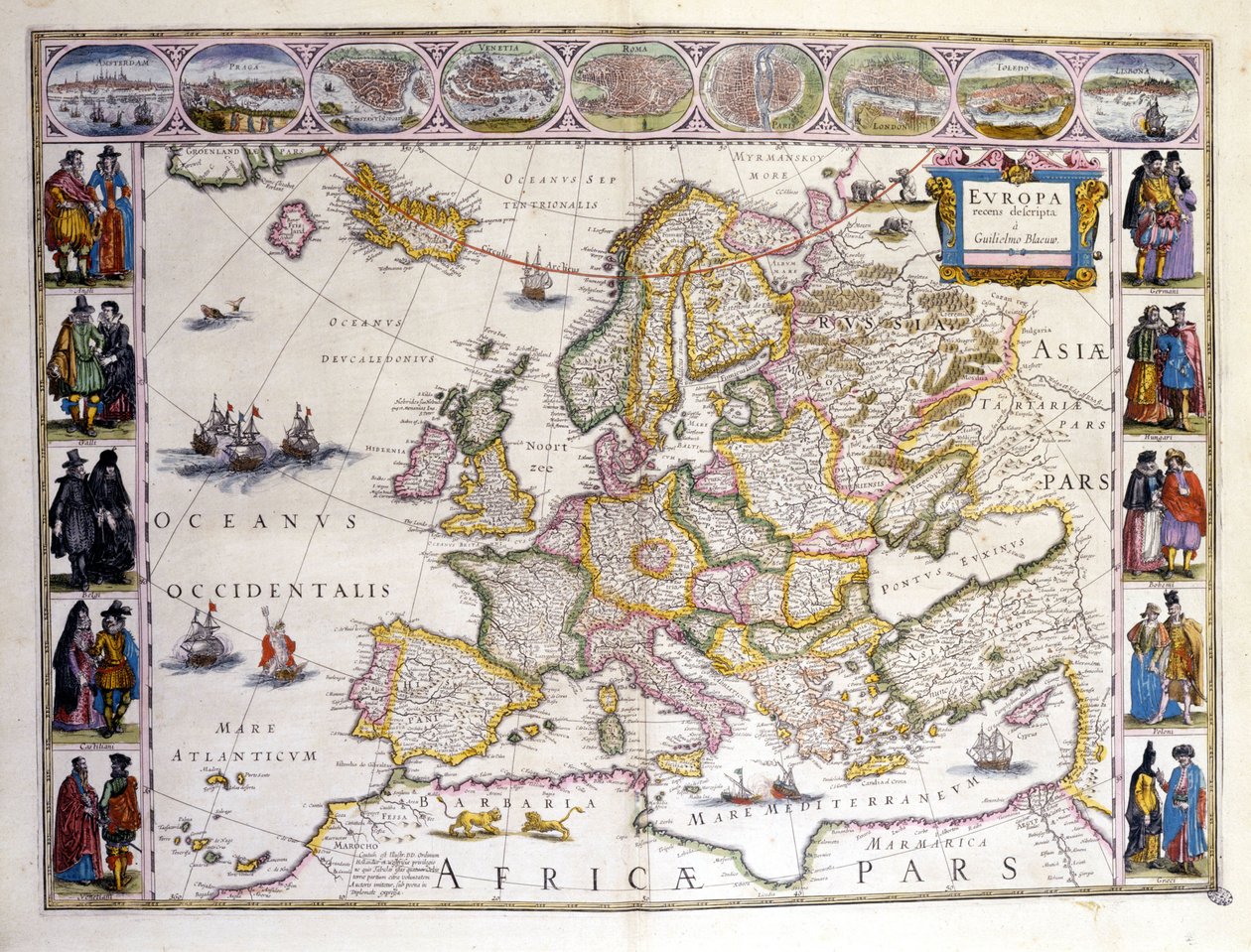 欧洲地图。威廉-布劳（1571 - 1638）绘制的地图。阿姆斯特丹1635年。 作者 威廉·布劳