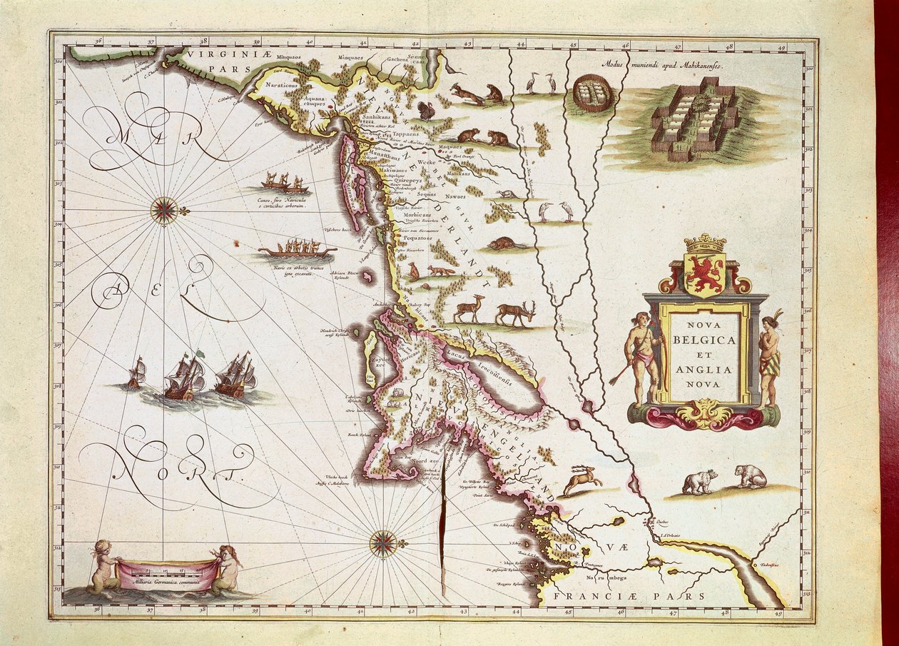 Willem Janszoon Blaeu绘制的Nova Belgica或New Belgium和Anglia Nova或New England地图 作者 威廉·布劳