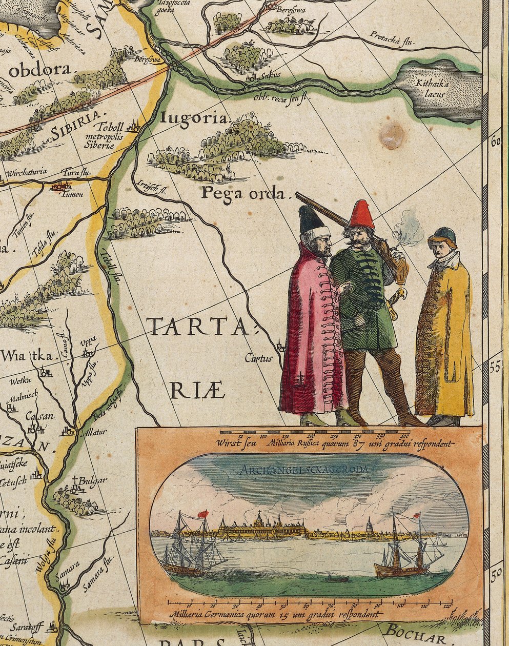 鞑靼地图，由Willem Janszoon Blaeu绘制，来自Atlas Maior或Novus Detail。 作者 威廉·布劳