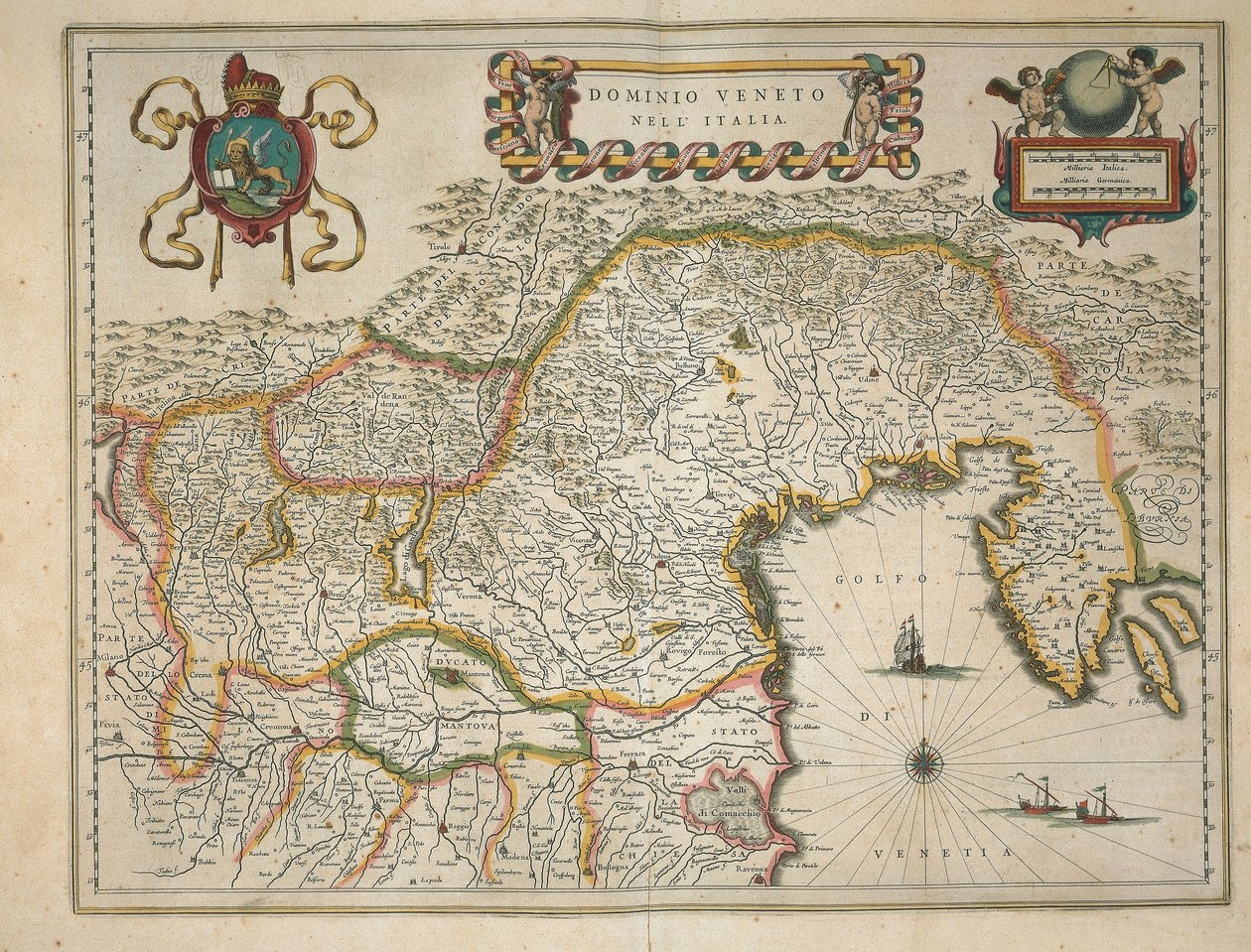 威尼斯领地地图，出自Willem Blaeu的Regionum Italiae，雕版画 作者 威廉·布劳