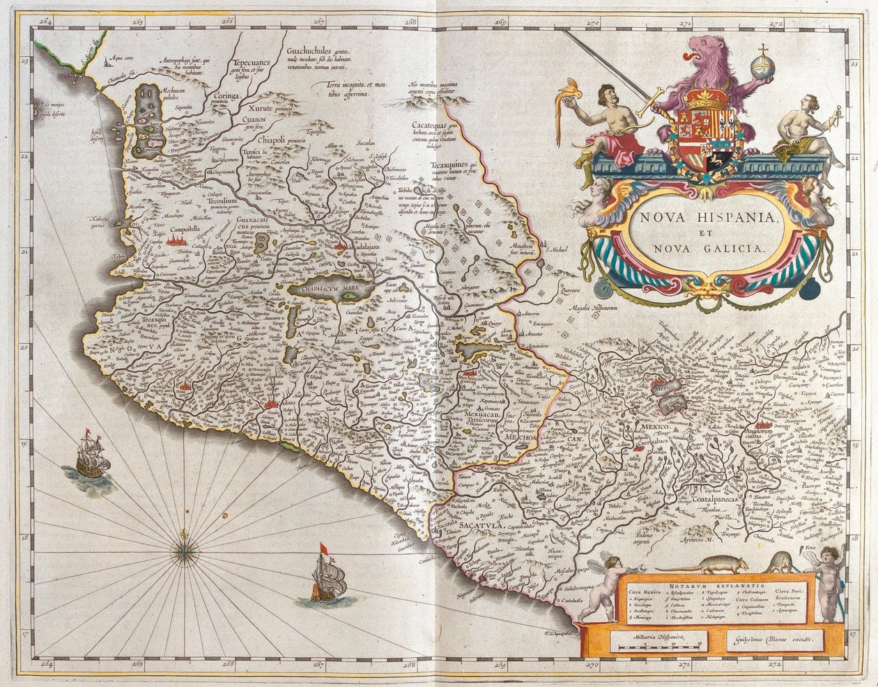 墨西哥，载于威廉-布劳（Willem Blaeu）的 "Theatrum Orbis Terrarum, sive Atlas Novus"，阿姆斯特丹 作者 威廉·布劳