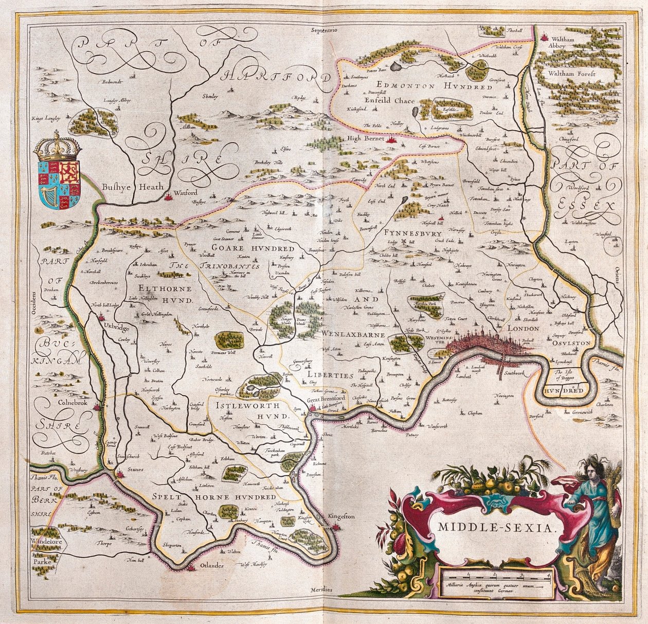 米德尔塞克斯，阿姆斯特丹威廉-布劳所著的《Theatrum Orbis Terrarum, sive Atlas Novus》中 作者 威廉·布劳