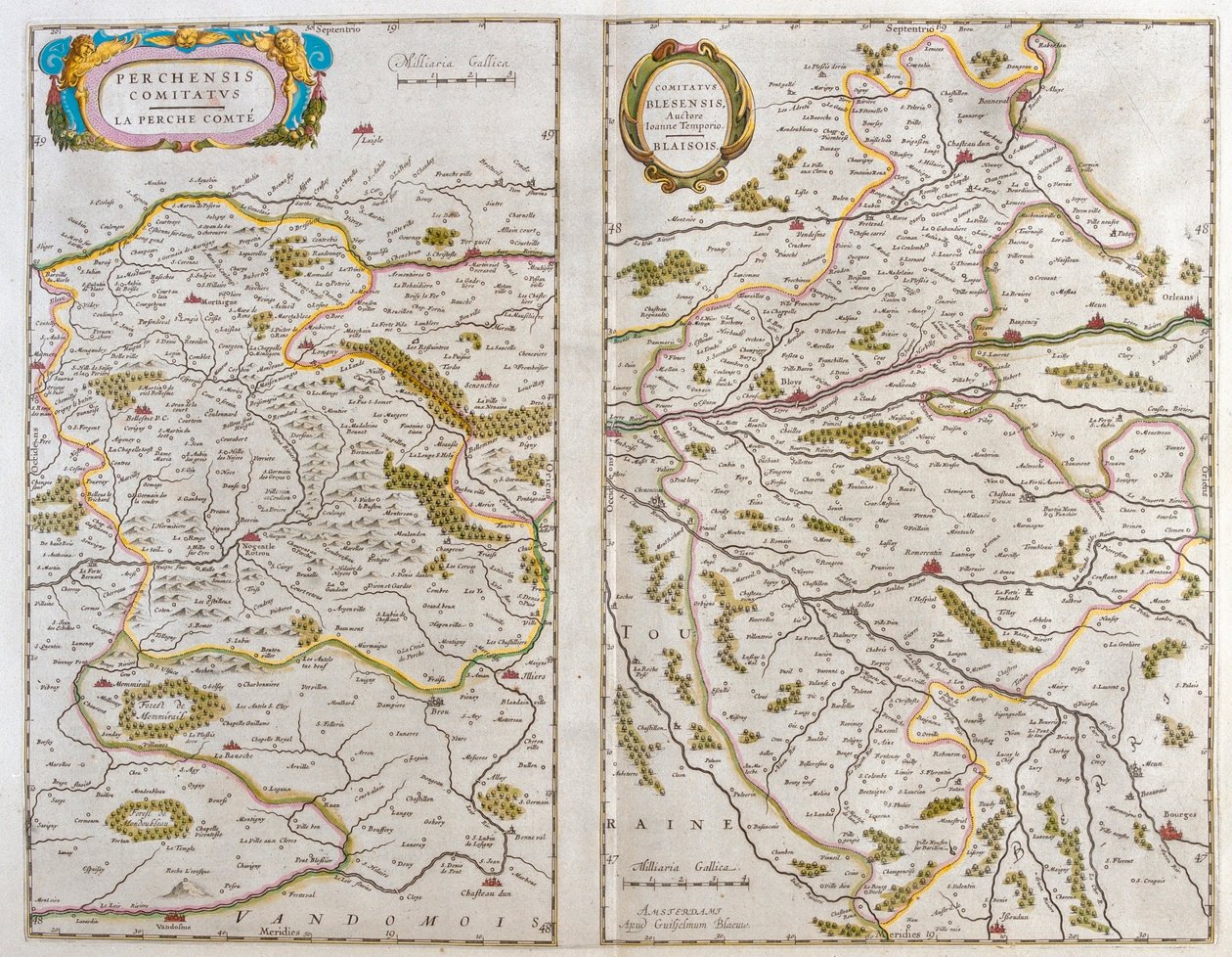 山和小贩 - Blaisois（香槟，阿登省），阿姆斯特丹威廉-布劳的 "Theatrum Orbis Terrarum, sive Atlas Novus "中 作者 威廉·布劳