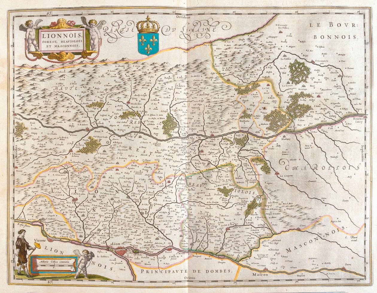 里昂北部地区，载于威廉-布劳的 "Theatrum Orbis Terrarum, sive Atlas Novus"，阿姆斯特丹 作者 威廉·布劳