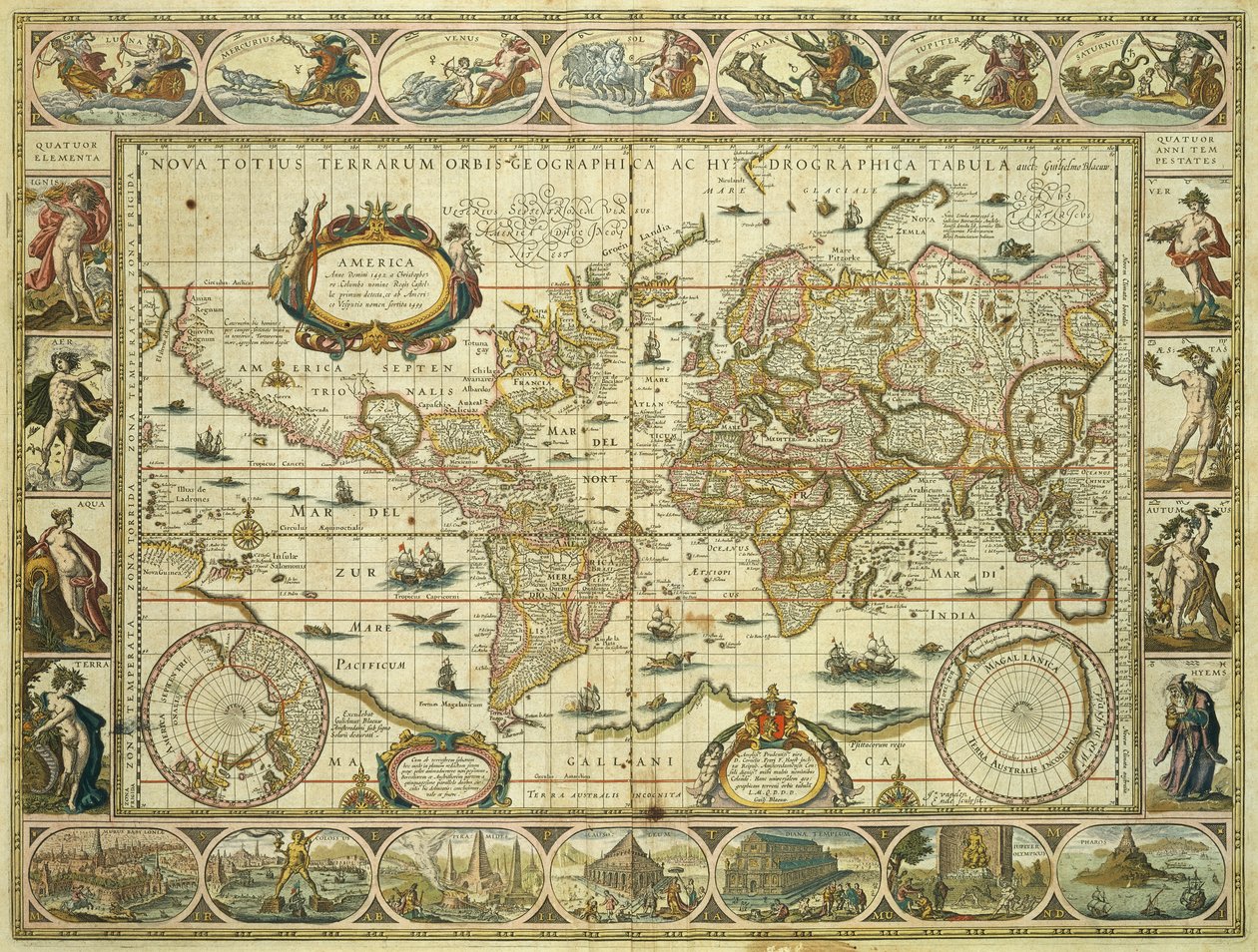 Nova Orbis Geographica ac Totius Terrarum Hydrographica，Willem Janszoon Blaeu（1571-1638），阿姆斯特丹 作者 威廉·布劳