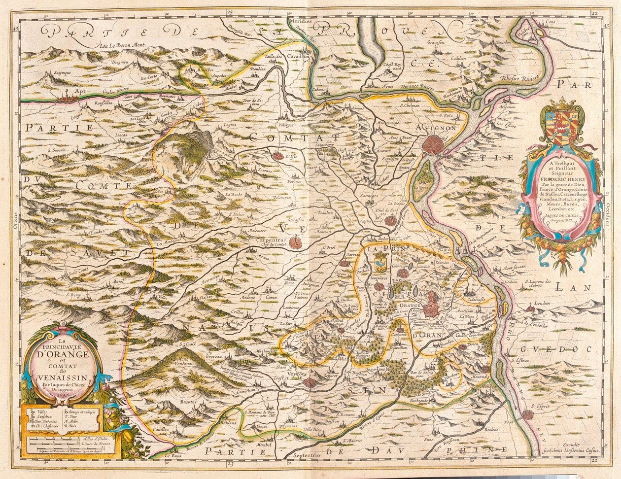 奥兰治和阿维尼翁，阿姆斯特丹威廉-布劳著《新地图册》中的奥兰治和阿维尼翁 作者 威廉·布劳
