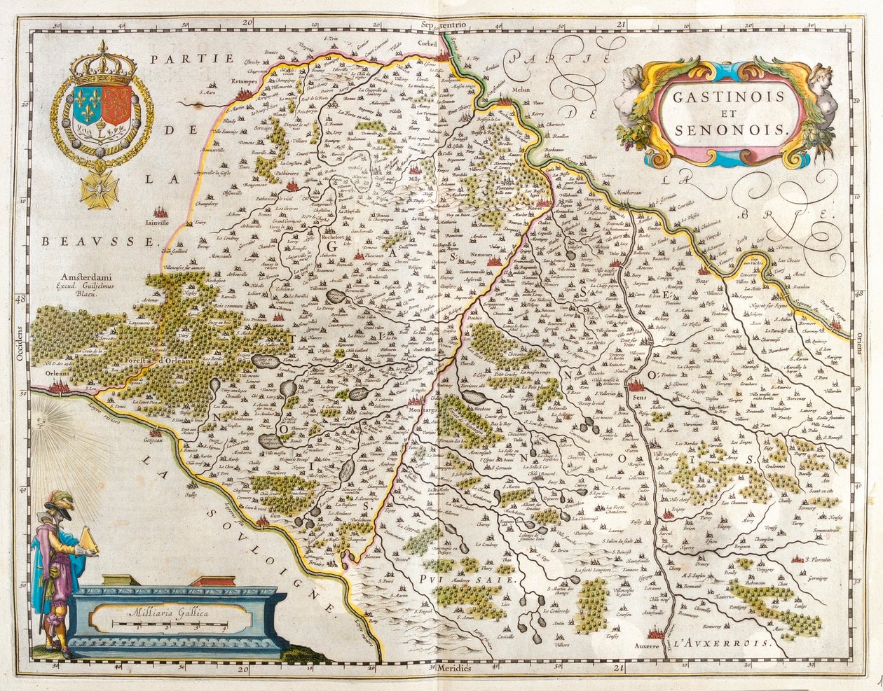 Orleans - estampes - corbeil - Sens - auxerre - 卢瓦尔河地区，载于阿姆斯特丹 Willem Blaeu 编著的《Theatrum Orbis Terrarum, sive Atlas Novus》。 作者 威廉·布劳