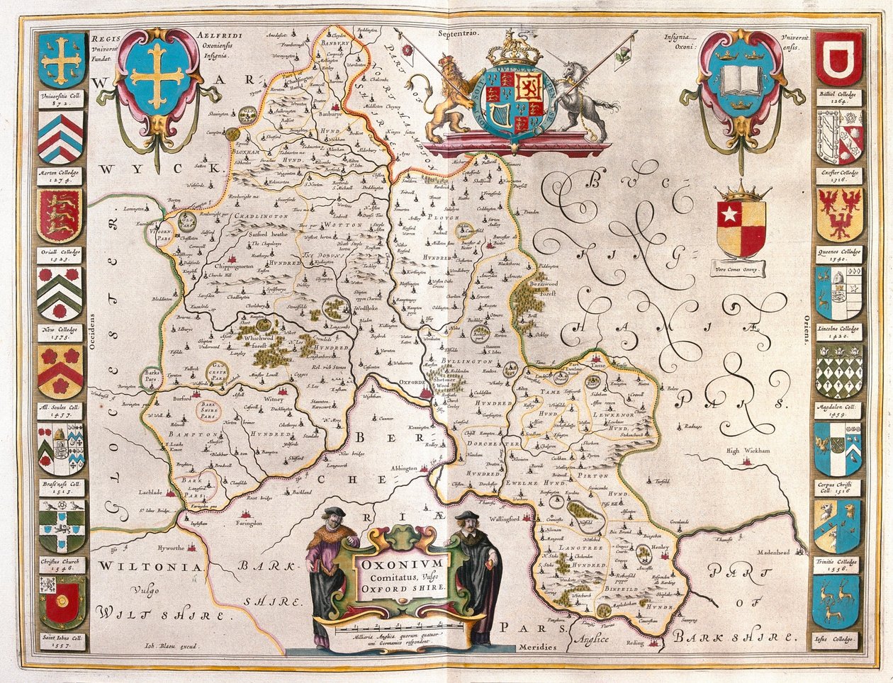 牛津郡，载于威廉-布劳（Willem Blaeu）撰写的 "Theatrum Orbis Terrarum, sive Atlas Novus"，阿姆斯特丹 作者 威廉·布劳
