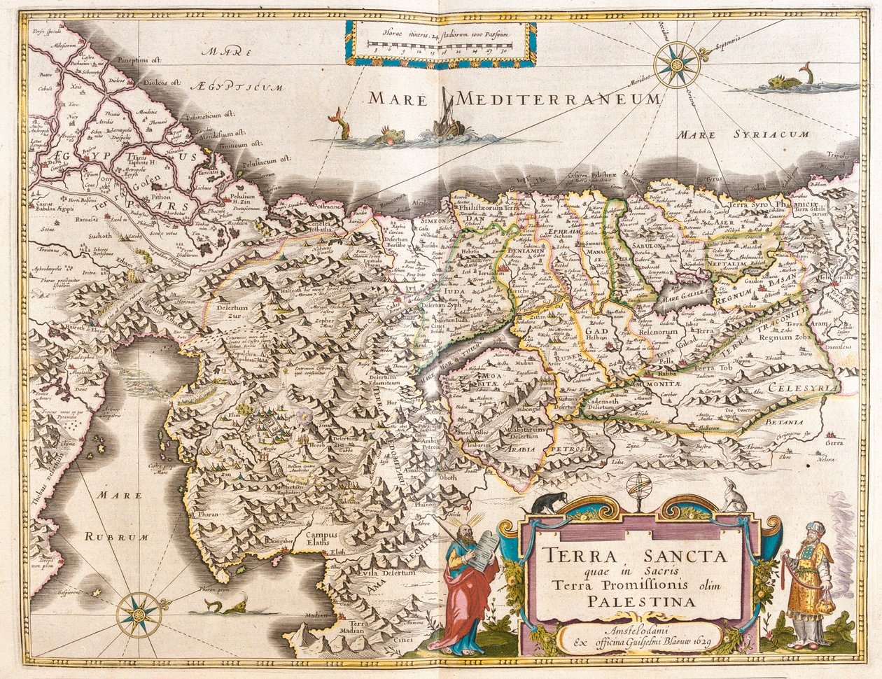 巴勒斯坦，载于威廉-布劳（Willem Blaeu）的 "Theatrum Orbis Terrarum, sive Atlas Novus"，阿姆斯特丹 作者 威廉·布劳