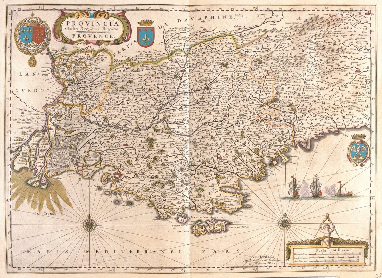 普罗旺斯，载于威廉-布劳（Willem Blaeu）的 "Theatrum Orbis Terrarum, sive Atlas Novus"，阿姆斯特丹 作者 威廉·布劳
