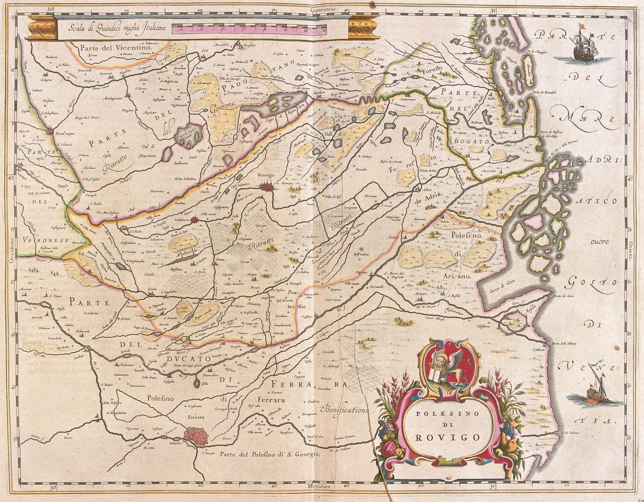 意大利罗维戈，阿姆斯特丹威廉-布劳的 "Theatrum Orbis Terrarum, sive Atlas Novus "中 作者 威廉·布劳