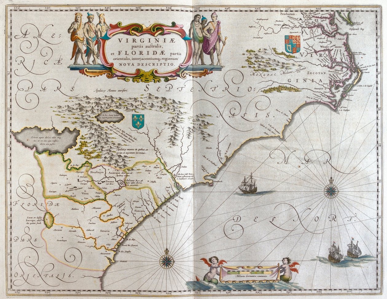 东南部，载于威廉-布劳（Willem Blaeu）的 "Theatrum Orbis Terrarum, sive Atlas Novus"，阿姆斯特丹 作者 威廉·布劳