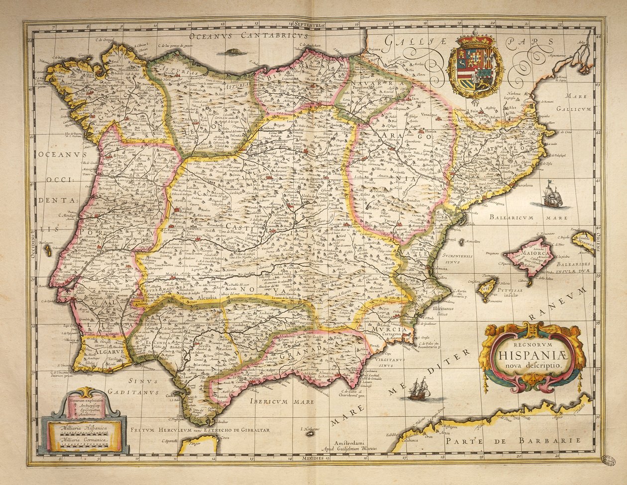 西班牙，来自阿姆斯特丹威廉-布劳的Theatrum Orbis Terrarum。 作者 威廉·布劳