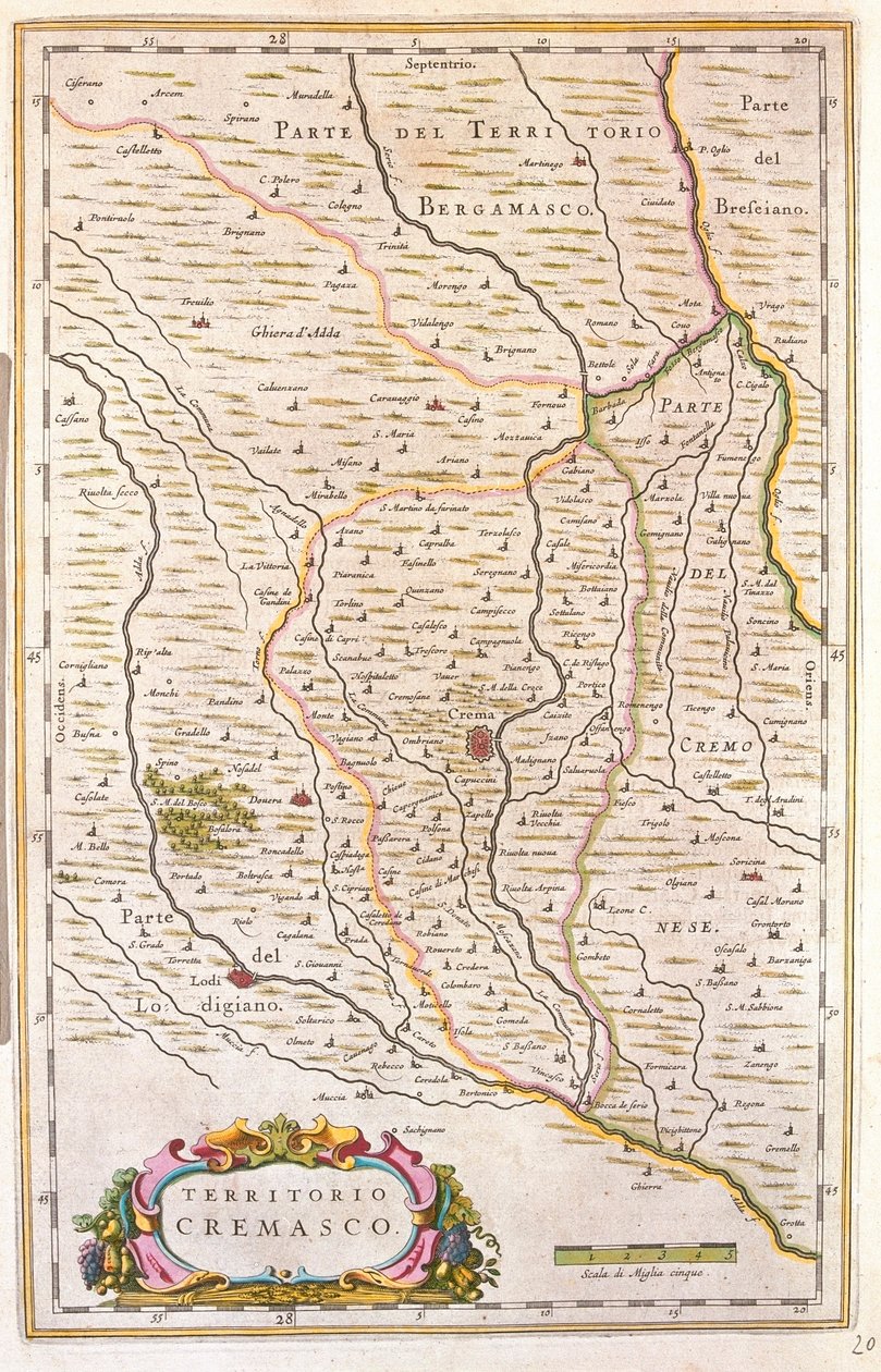 意大利克雷马领土，载于威廉-布劳的 "Theatrum Orbis Terrarum, sive Atlas Novus"，阿姆斯特丹 作者 威廉·布劳