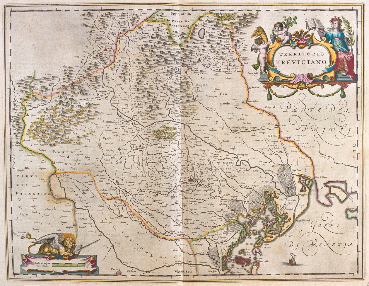 意大利特雷维索，阿姆斯特丹威廉-布劳的 "Theatrum Orbis Terrarum, sive Atlas Novus "中 作者 威廉·布劳