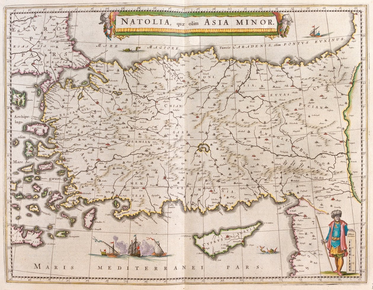 土耳其和塞浦路斯，载于威廉-布劳的 "Theatrum Orbis Terrarum, sive Atlas Novus"，阿姆斯特丹 作者 威廉·布劳