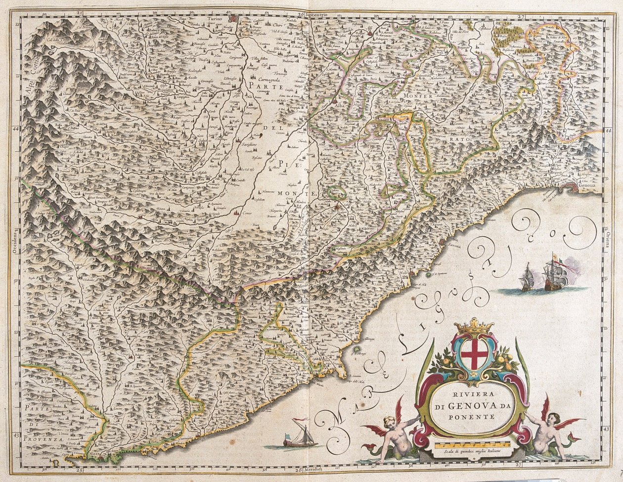 意大利利古里亚西部滨海地区，阿姆斯特丹威廉-布劳所著的《Theatrum Orbis Terrarum, sive Atlas Novus》中 作者 威廉·布劳