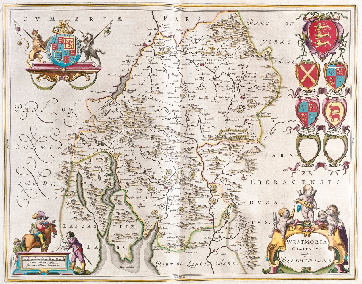 韦斯特莫兰，载于威廉-布劳（Willem Blaeu）的 "Theatrum Orbis Terrarum, sive Atlas Novus"，阿姆斯特丹 作者 威廉·布劳