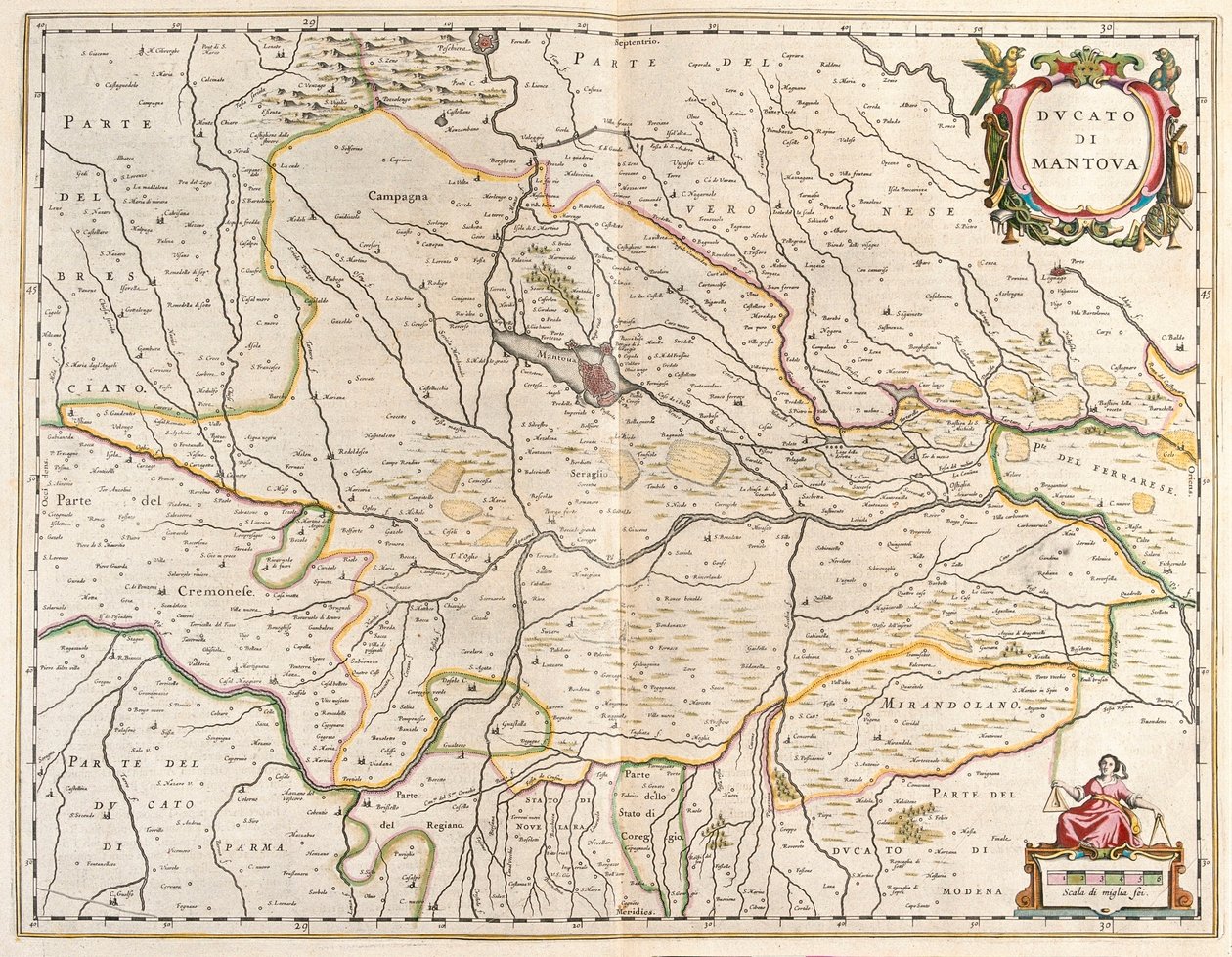 Willem Blaeu 在阿姆斯特丹绘制的 "Theatrum Orbis Terrarum, sive Atlas Novus "中的意大利曼托瓦城 作者 威廉·布劳