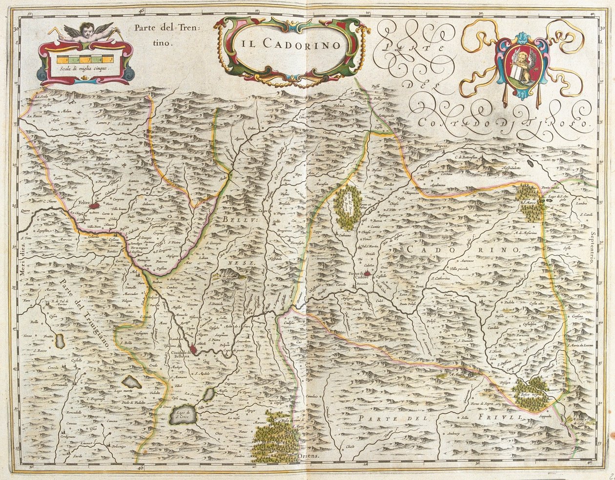 il Cadore（威尼托），意大利，阿姆斯特丹威廉-布劳的 "Theatrum Orbis Terrarum, sive Atlas Novus "中 作者 威廉·布劳