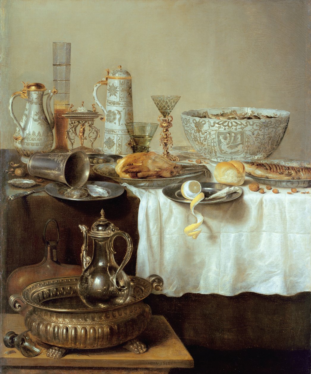 早餐静物，1638年 作者 威廉·克拉斯（Willem Claesz）。赫达